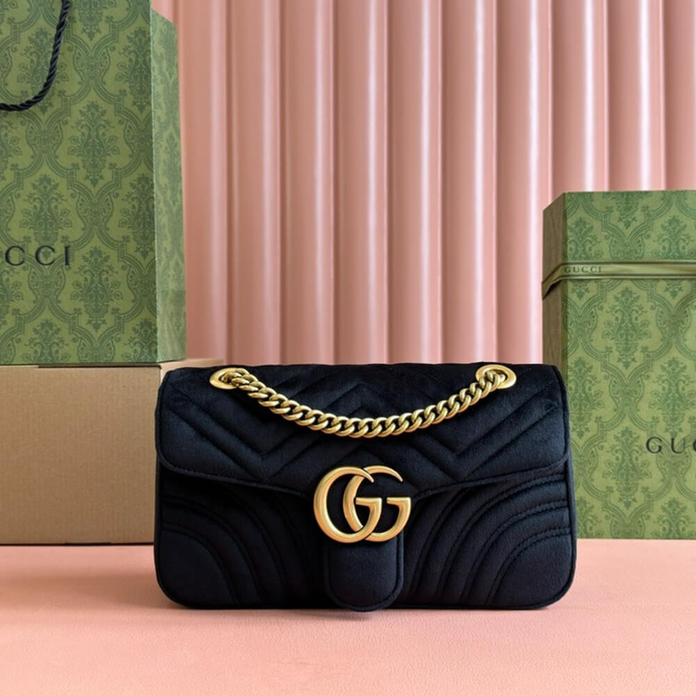 GG Velvet Small Marmont shoulder bag